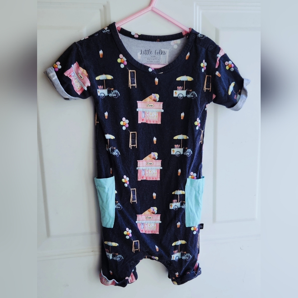Little Folks Bamboo Short Romper 18-24m Pockets
